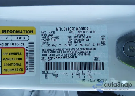 2023 Ford Bronco Sport Outer Banks from USA, damaged, VIN 3FMCR9C61PRD64750